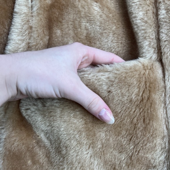 VTG 60's 70's Sears Fashion Place Faux Fur Coat Mid Century Sz M Camel Brown - Picture 3 of 8